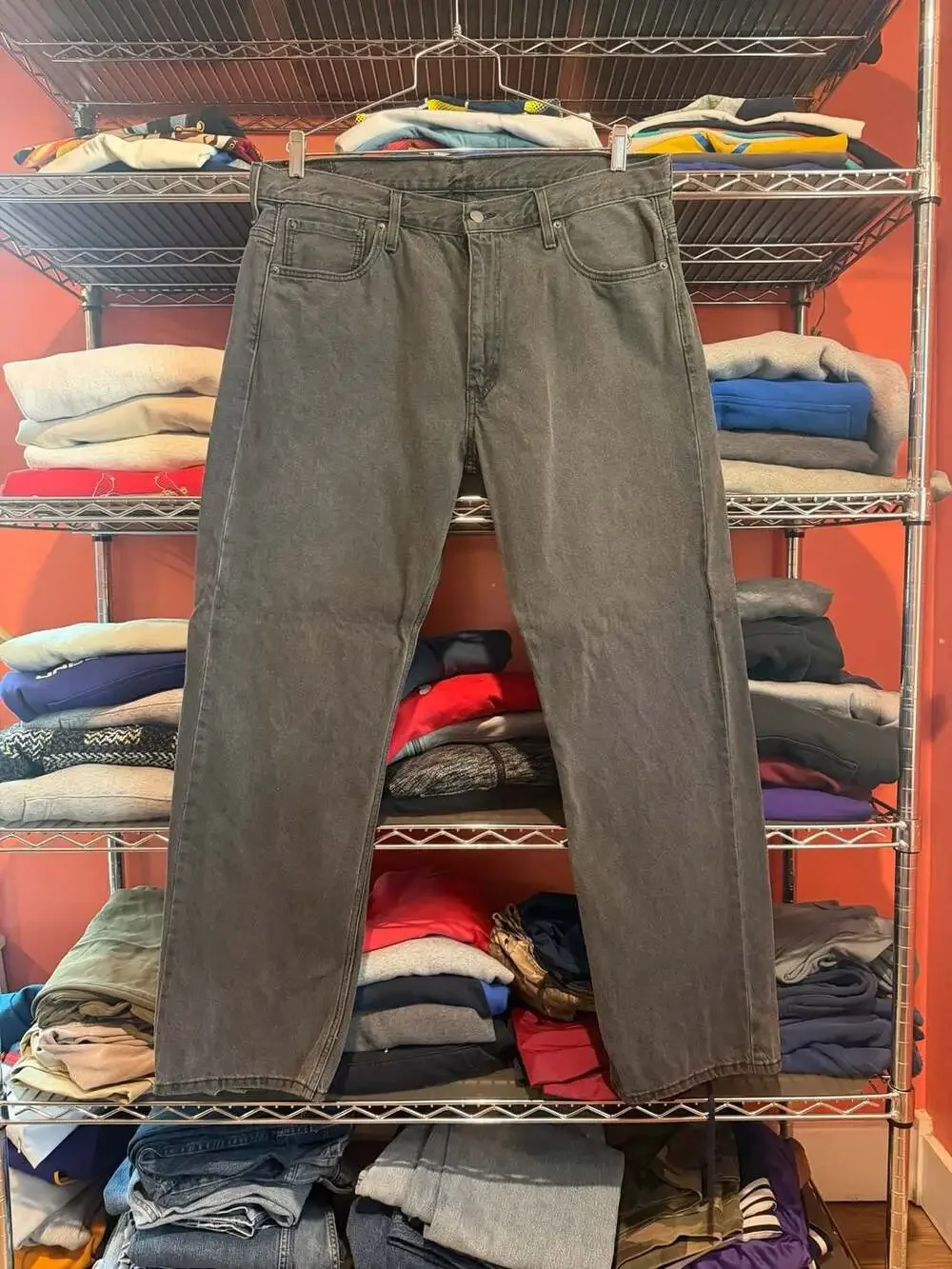 Levi's Men 569 Loose Straight Utility Jeans Black with Green Pocket Flaps 36x34
